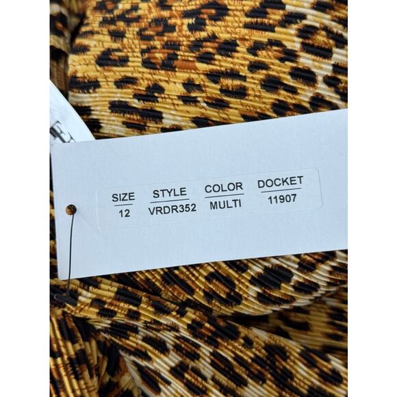 VIOLET ROMANCE Women's Brown Multi Leopard Print Plisse Midi Dress SZ 12 - Picture 10 of 10